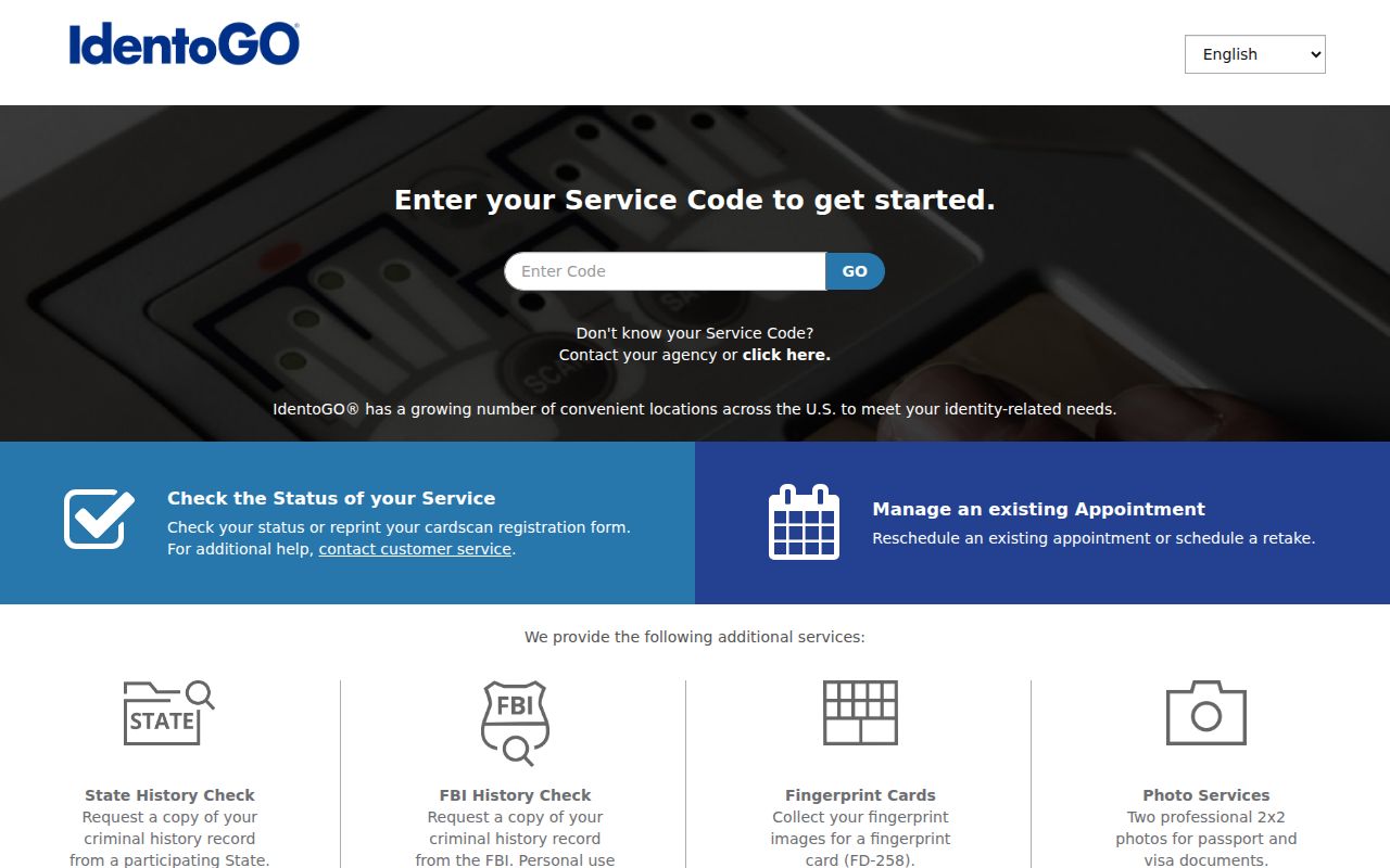 Fulton County criminal history IdentoGO fingerprint enrollment page